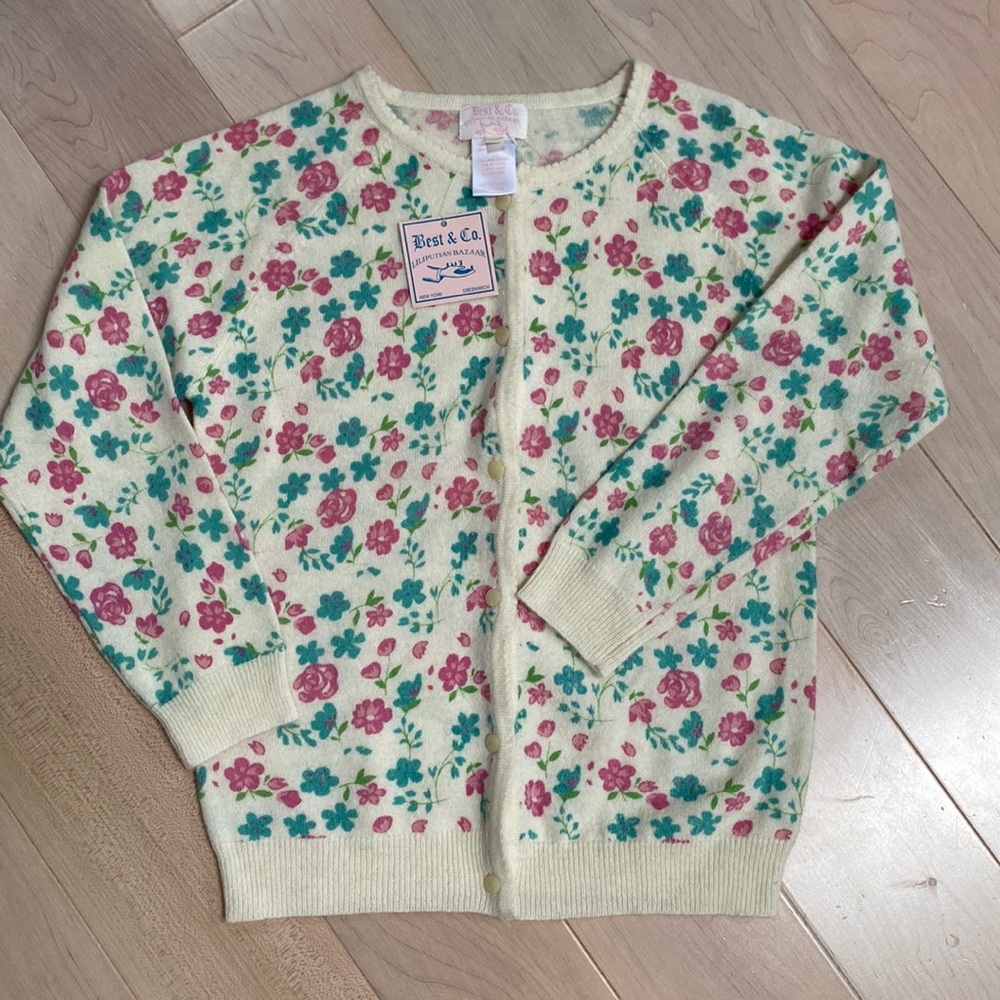 Best & Co girls floral wool angora rabbit hair sweaters cardigan
